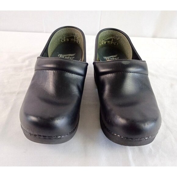 Dansko XP 2.0 Black Leather Slip Resistant Clogs Women’s Size 36 Pre-Owned - Picture 2 of 12